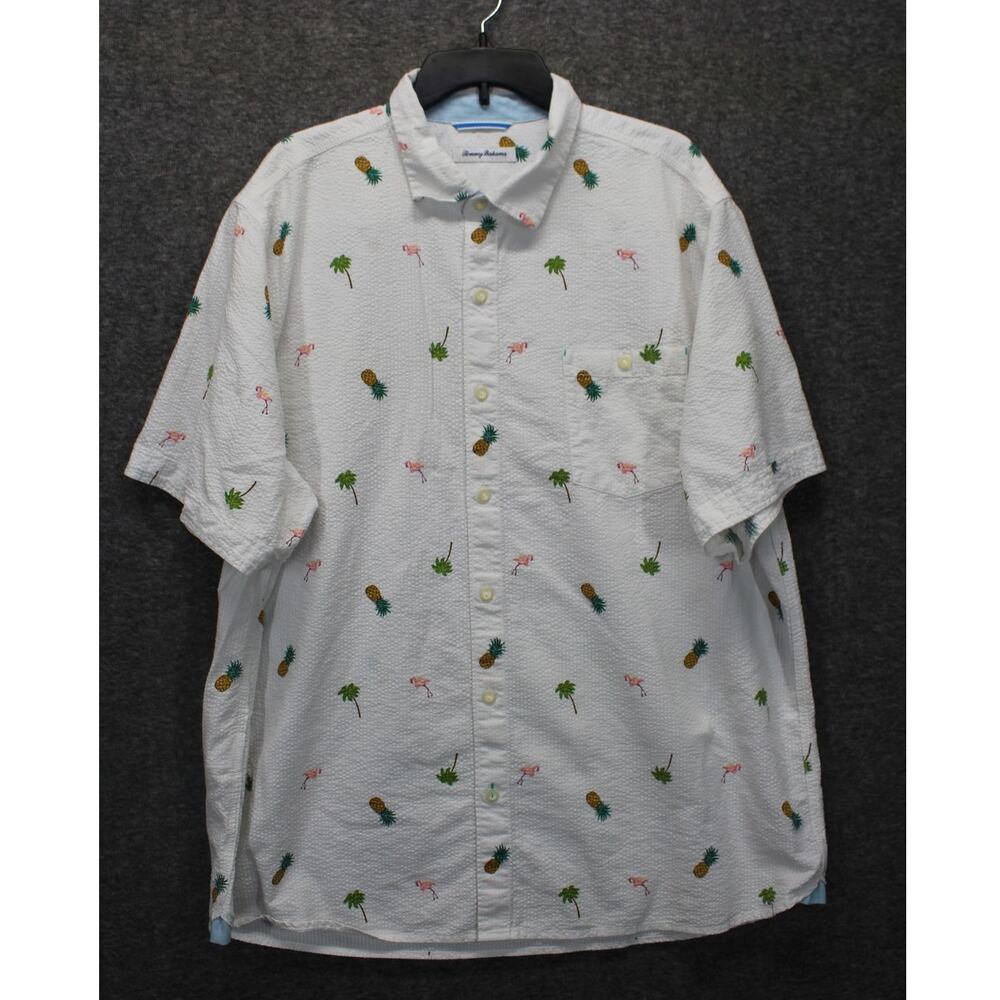 Tommy Bahama Men’s Nova Wave Flamingo Pineapple Palm Trees Button Shirt 2XL